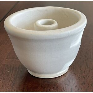 Hand Made One‎ Stem Flower Bowl Vase Pottery White Glazed Signed Coleman 3"